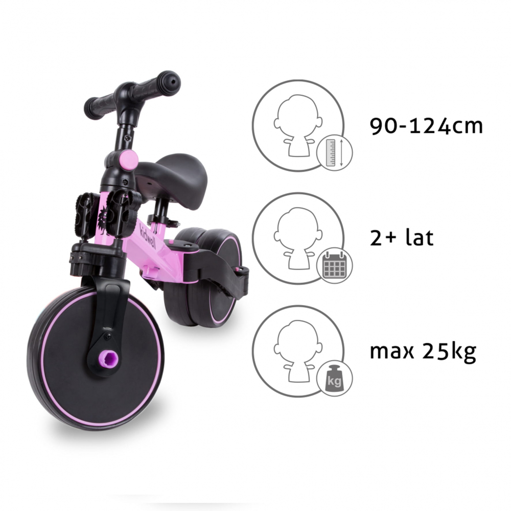 Tricicleta si bicicleta Pico Pink Rose 3 in 1, Kidwell [14]
