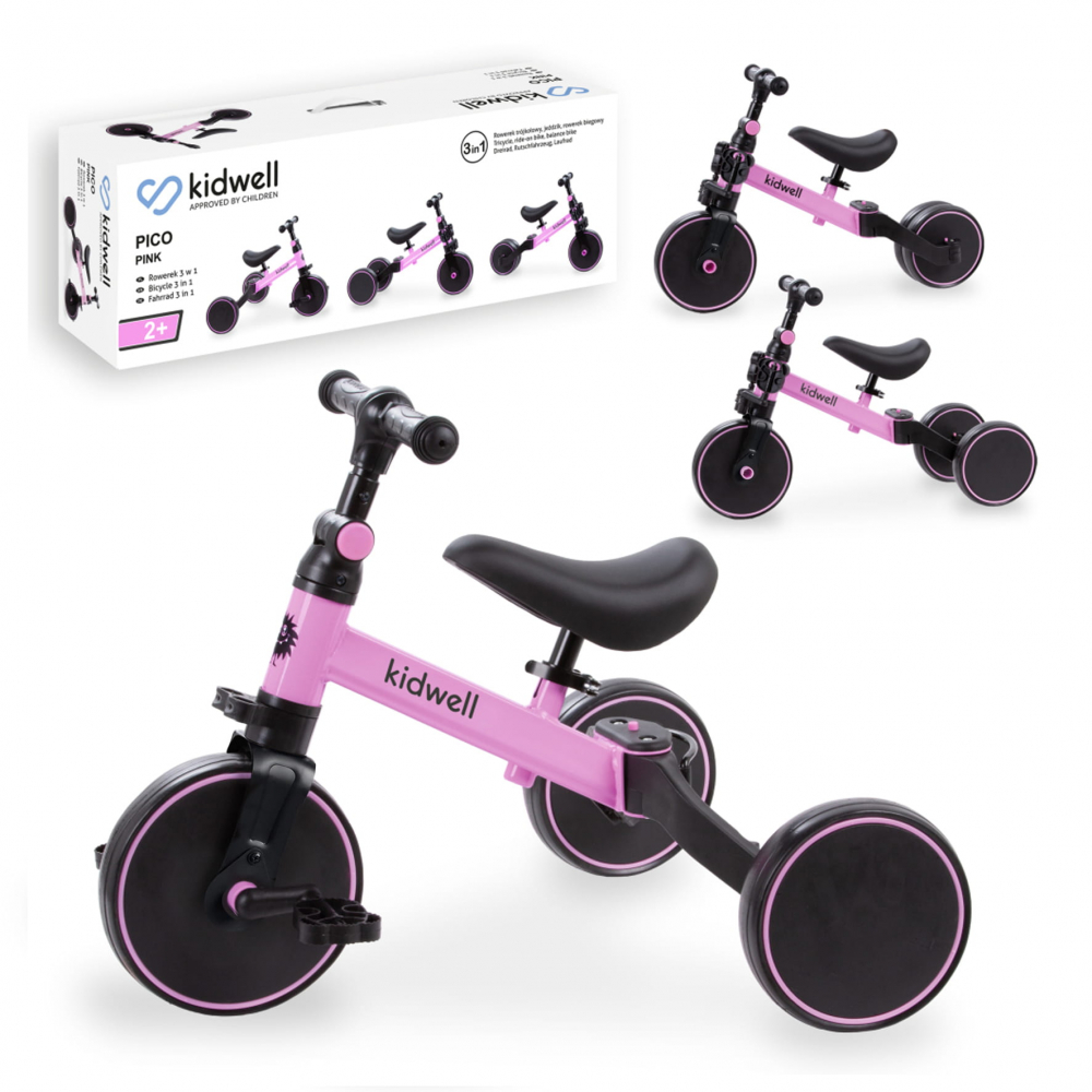 Tricicleta si bicicleta Pico Pink Rose 3 in 1, Kidwell [12]
