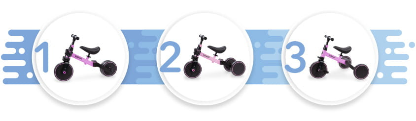 Tricicleta si bicicleta Pico Pink Rose 3 in 1, Kidwell [2]