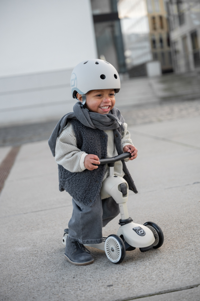 Trotinetă copii 2in1 premium Scoot & Ride HighwayKick 1 Ash, cu șezut, sistem anti-răsturnare, reglabilă 1–5 ani (max. 50 kg) [39]