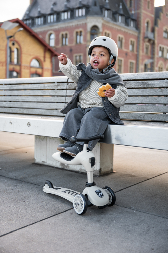 Trotinetă copii 2in1 premium Scoot & Ride HighwayKick 1 Ash, cu șezut, sistem anti-răsturnare, reglabilă 1–5 ani (max. 50 kg) [42]