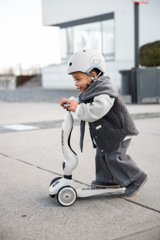 Trotinetă copii 2in1 premium Scoot & Ride HighwayKick 1 Ash, cu șezut, sistem anti-răsturnare, reglabilă 1–5 ani (max. 50 kg) [43]
