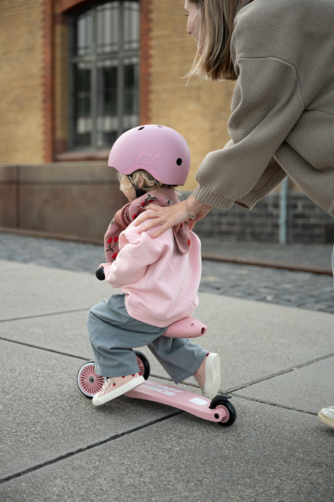 Trotinetă copii 2in1 premium Scoot & Ride HighwayKick 1 Rose, cu șezut, sistem anti-răsturnare, reglabilă 1–5 ani (max. 50 kg) [18]