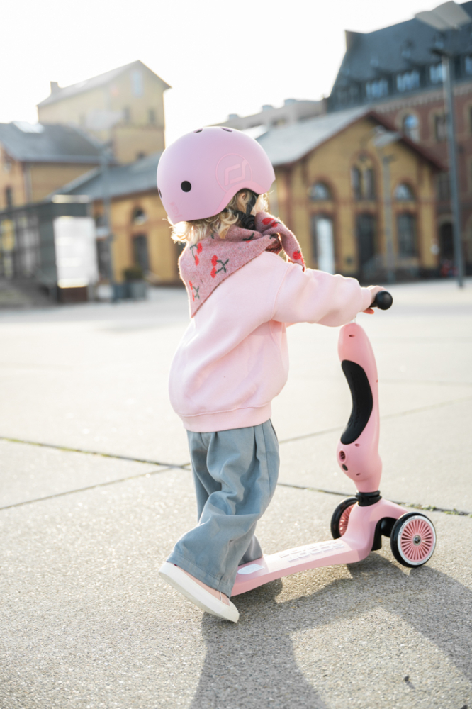 Trotinetă copii 2in1 premium Scoot & Ride HighwayKick 1 Rose, cu șezut, sistem anti-răsturnare, reglabilă 1–5 ani (max. 50 kg) [19]