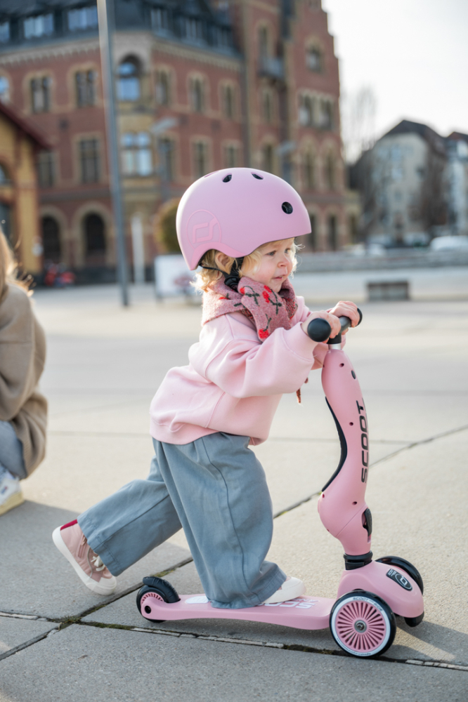 Trotinetă copii 2in1 premium Scoot & Ride HighwayKick 1 Rose, cu șezut, sistem anti-răsturnare, reglabilă 1–5 ani (max. 50 kg) [20]