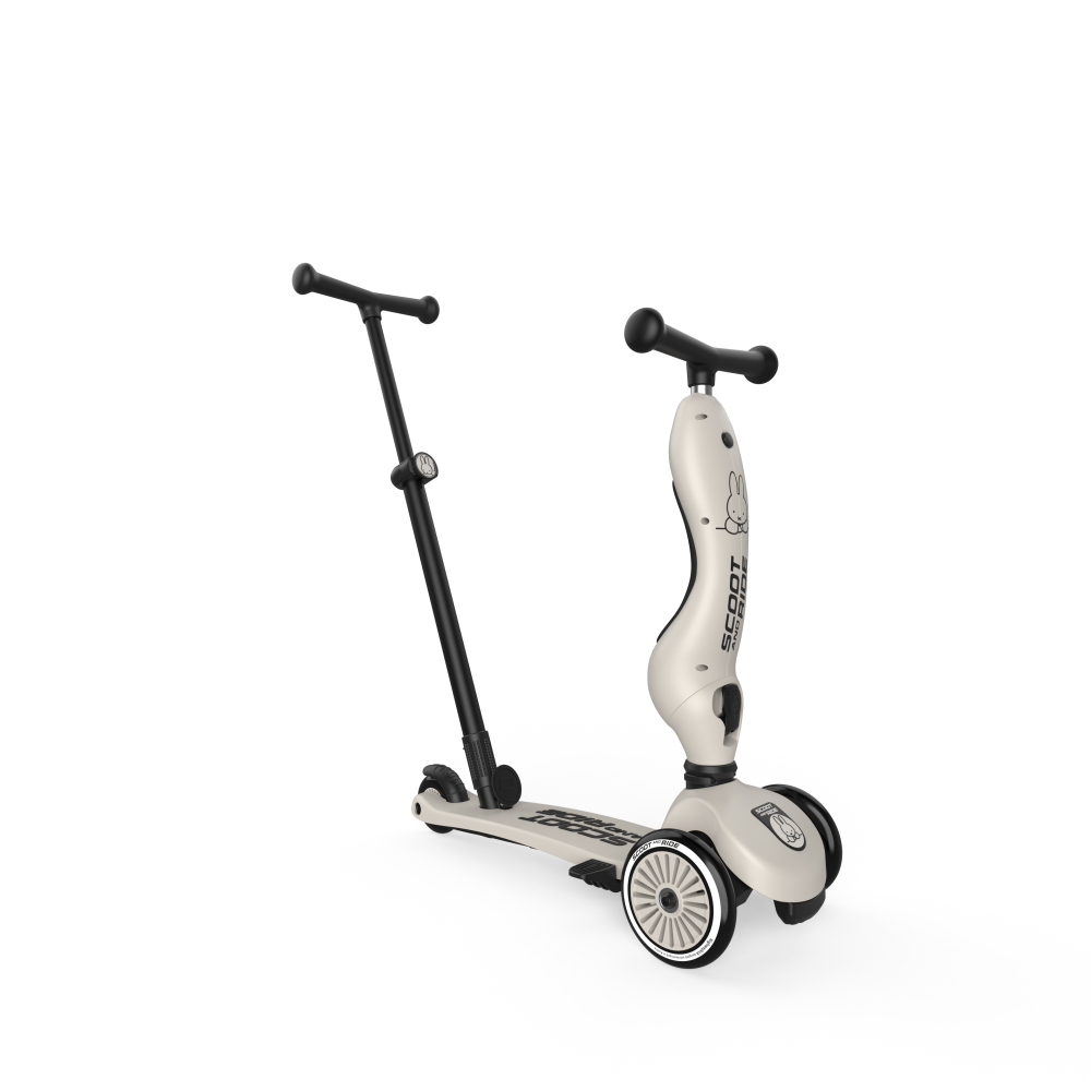 Trotinetă copii 3in1 premium Scoot & Ride HighwayKick 1 Push and Go Miffy, cu șezut și mâner pentru părinte, sistem anti-răsturnare, 1–5 ani (max. 50 kg) [10]