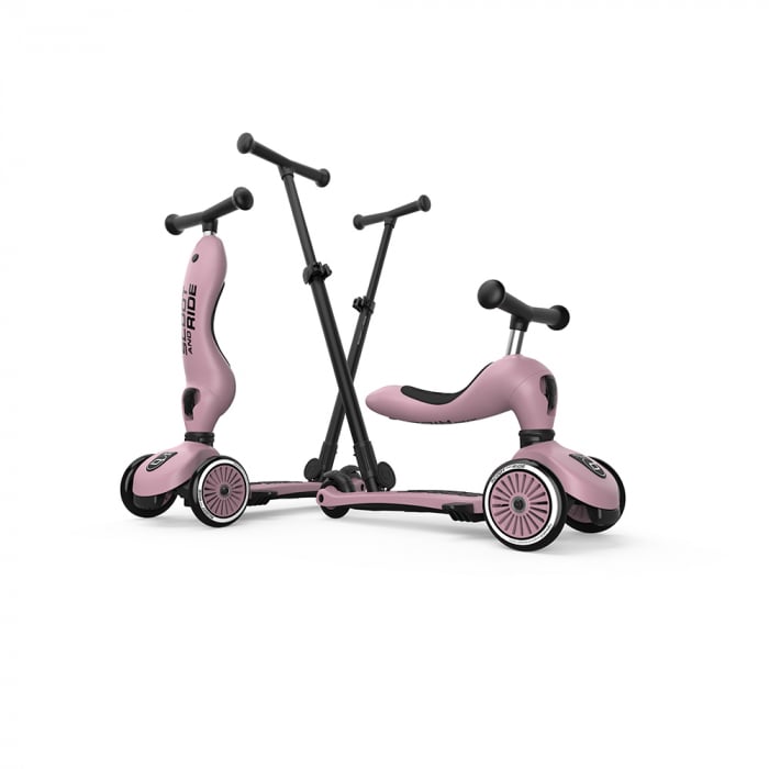 Trotineta copii cu sezut si maner, transformabila 3in1, Highwaykick 1 Push and Go Wildberry, 1-5 ani, pana la 50 kg, Scoot & Ride [8]