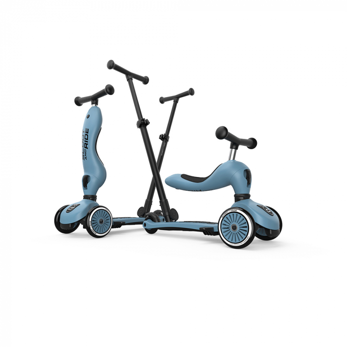 Trotineta copii cu sezut si maner, transformabila 3in1, Highwaykick 1 Push and Go Steel, 1-5 ani, pana la 50 kg, Scoot & Ride [9]