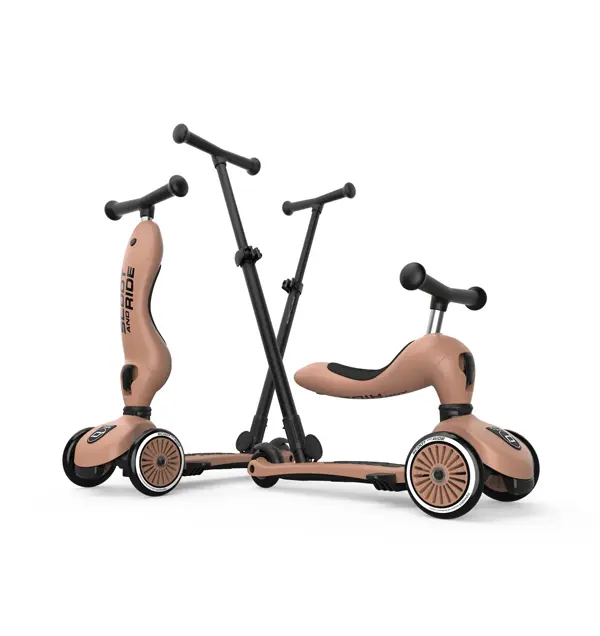 Trotineta copii cu sezut si maner, transformabila 3in1, Highwaykick 1 Push and Go Mocha, 1-5 ani, pana la 50 kg, Scoot & Ride [1]