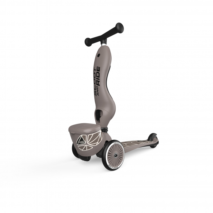 Trotineta copii cu sezut, suport jucarie, transformabila 2in1, HighwayKick 1 Lifestyle Brownlines, 1-5 ani, pana la 50 kg, Scoot & Ride [19]