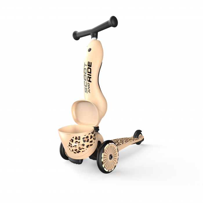Trotineta copii cu sezut, suport jucarie, transformabila 2in1, HighwayKick 1 Lifestyle Leopard, 1-5 ani, pana la 50 kg, Scoot & Ride [24]