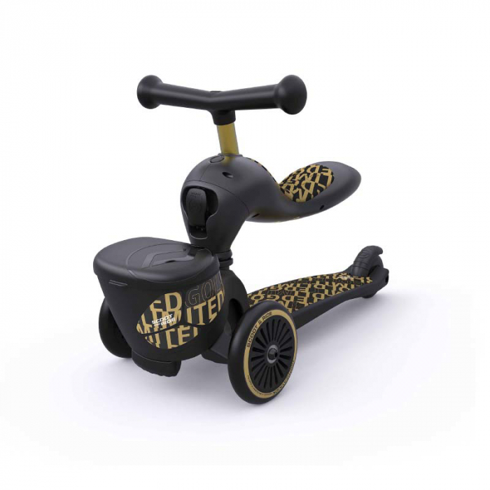 Trotineta copii cu sezut, suport jucarie, transformabila 2in1, HighwayKick 1 Lifestyle Black Gold Limited, 1-5 ani, pana la 50 kg, Scoot & Ride [2]