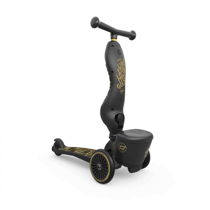 Trotineta copii cu sezut, suport jucarie, transformabila 2in1, HighwayKick 1 Lifestyle Black Gold Limited, 1-5 ani, pana la 50 kg, Scoot & Ride [11]