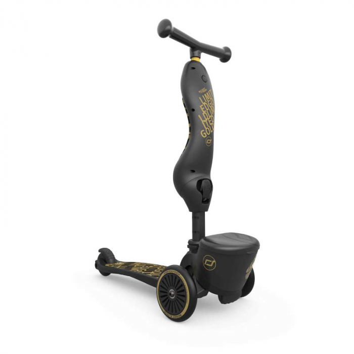 Trotineta copii cu sezut, suport jucarie, transformabila 2in1, HighwayKick 1 Lifestyle Black Gold Limited, 1-5 ani, pana la 50 kg, Scoot & Ride [12]