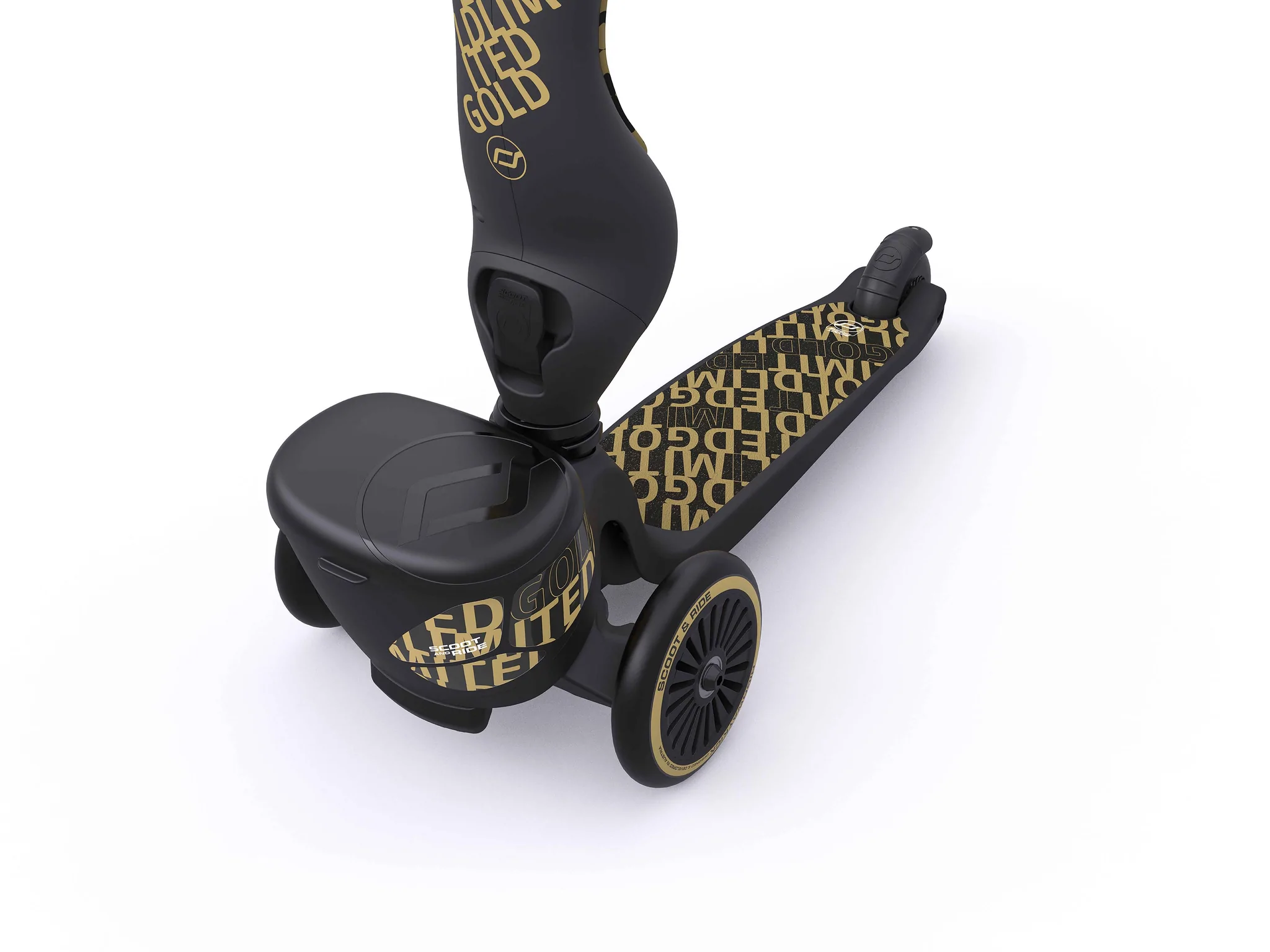 Trotineta copii cu sezut, suport jucarie, transformabila 2in1, HighwayKick 1 Lifestyle Black Gold Limited, 1-5 ani, pana la 50 kg, Scoot & Ride [14]