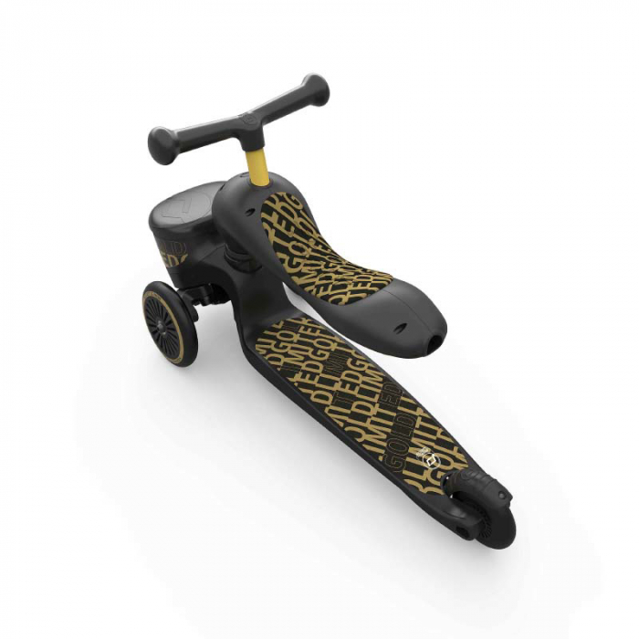 Trotineta copii cu sezut, suport jucarie, transformabila 2in1, HighwayKick 1 Lifestyle Black Gold Limited, 1-5 ani, pana la 50 kg, Scoot & Ride [6]