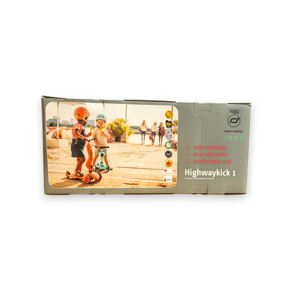 Trotinetă copii 2in1 premium Scoot & Ride HighwayKick 1 Peach, cu șezut, sistem anti-răsturnare, reglabilă 1–5 ani (max. 50 kg) [30]