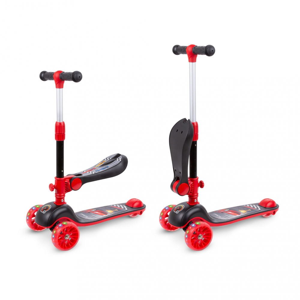 Trotineta copii cu sezut, transformabila 2in1, pliabila, cu lumini LED, Rimba Race, 1-5 ani, pana la 50 kg, Kidwell [4]
