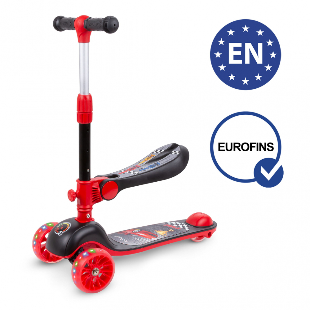 Trotineta copii cu sezut, transformabila 2in1, pliabila, cu lumini LED, Rimba Race, 1-5 ani, pana la 50 kg, Kidwell [8]