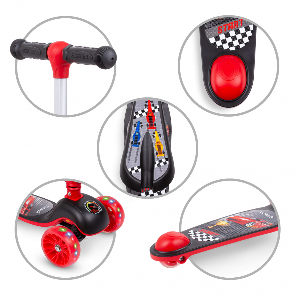 Trotineta copii cu sezut, transformabila 2in1, pliabila, cu lumini LED, Rimba Race, 1-5 ani, pana la 50 kg, Kidwell [5]