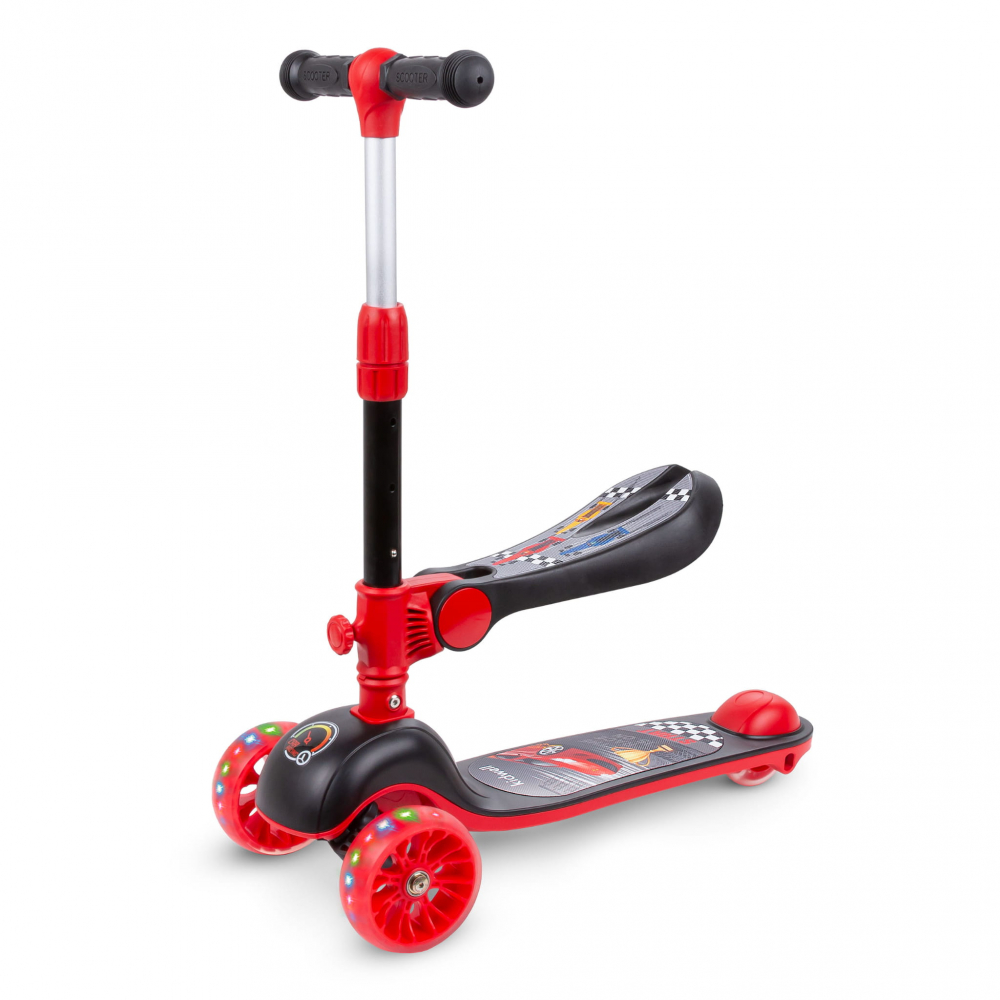 Trotineta copii cu sezut, transformabila 2in1, pliabila, cu lumini LED, Rimba Race, 1-5 ani, pana la 50 kg, Kidwell [9]