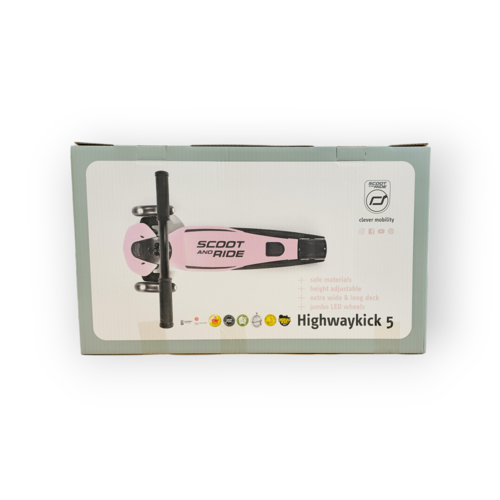 Trotinetă Premium Copii Scoot & Ride Highwaykick 5 LED Rose – Reglabilă, Roți Luminoase, 5 Ani+, până la 80 kg [4]