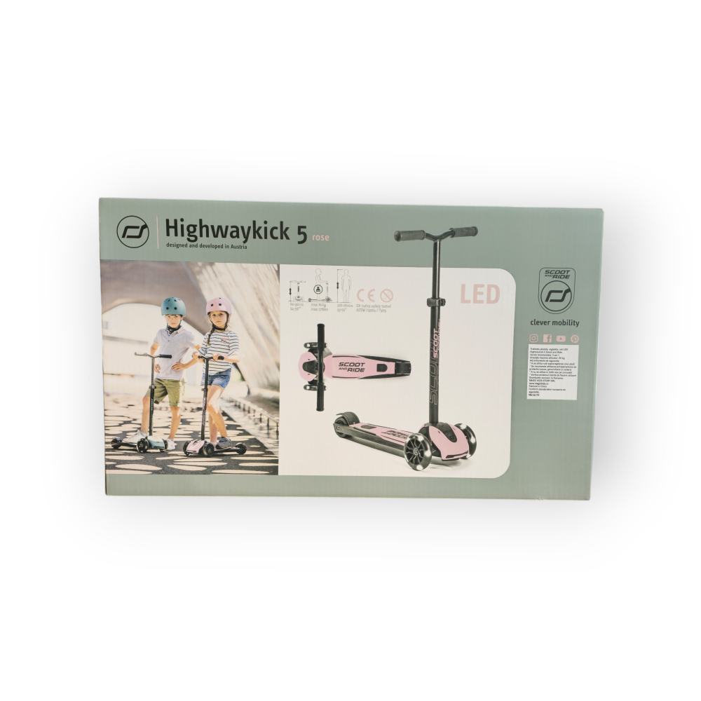 Trotinetă Premium Copii Scoot & Ride Highwaykick 5 LED Rose – Reglabilă, Roți Luminoase, 5 Ani+, până la 80 kg [5]