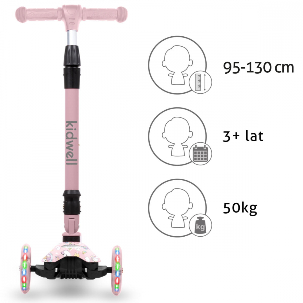 Trotineta copii pliabila, reglabila, roti luminoase, Vento Unicorn, 3+ ani, pana la 50 kg, Kidwell [11]