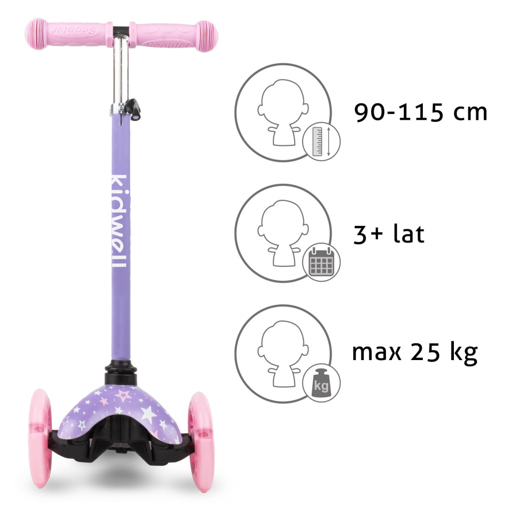 Trotineta copii, reglabila, roti luminoase, Uno Stars, 3+ ani, pana la 25 kg, Kidwell [11]