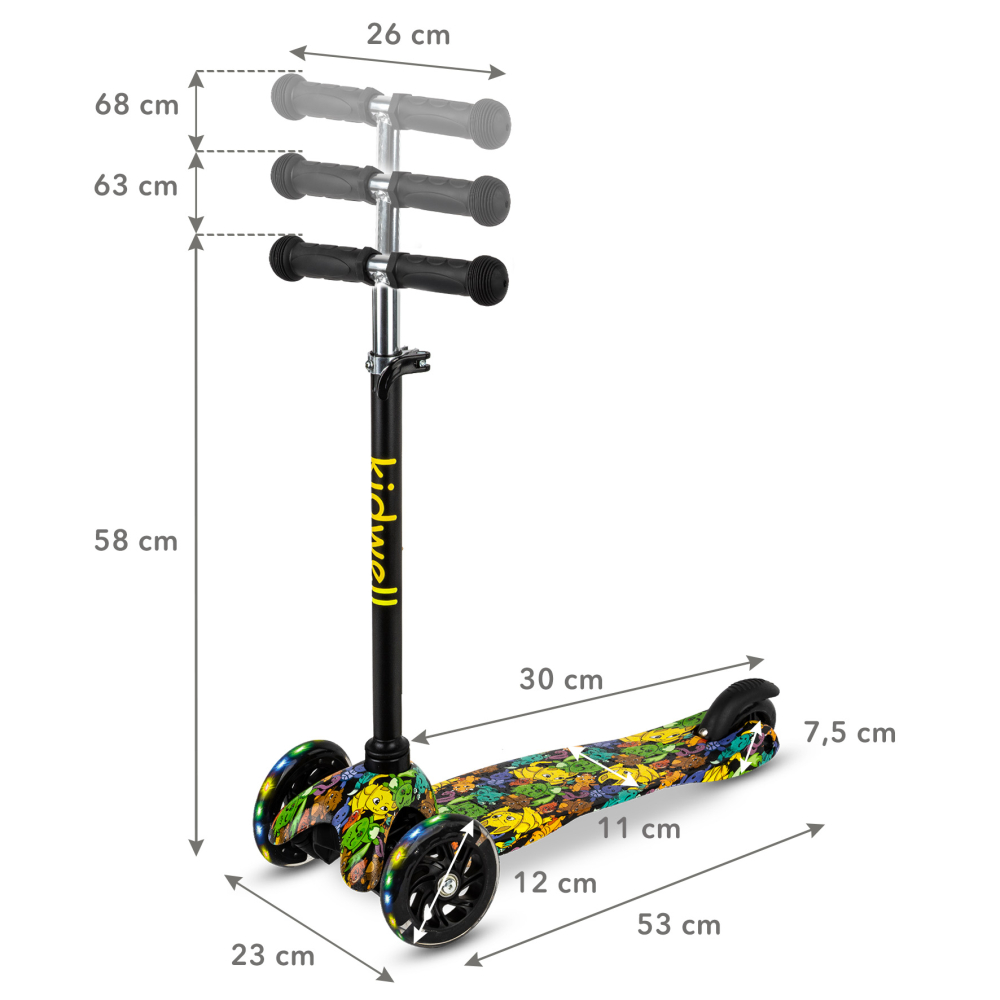 Trotineta copii, reglabila, roti luminoase, Uno Orbitail, 3+ ani, pana la 25 kg, Kidwell [11]