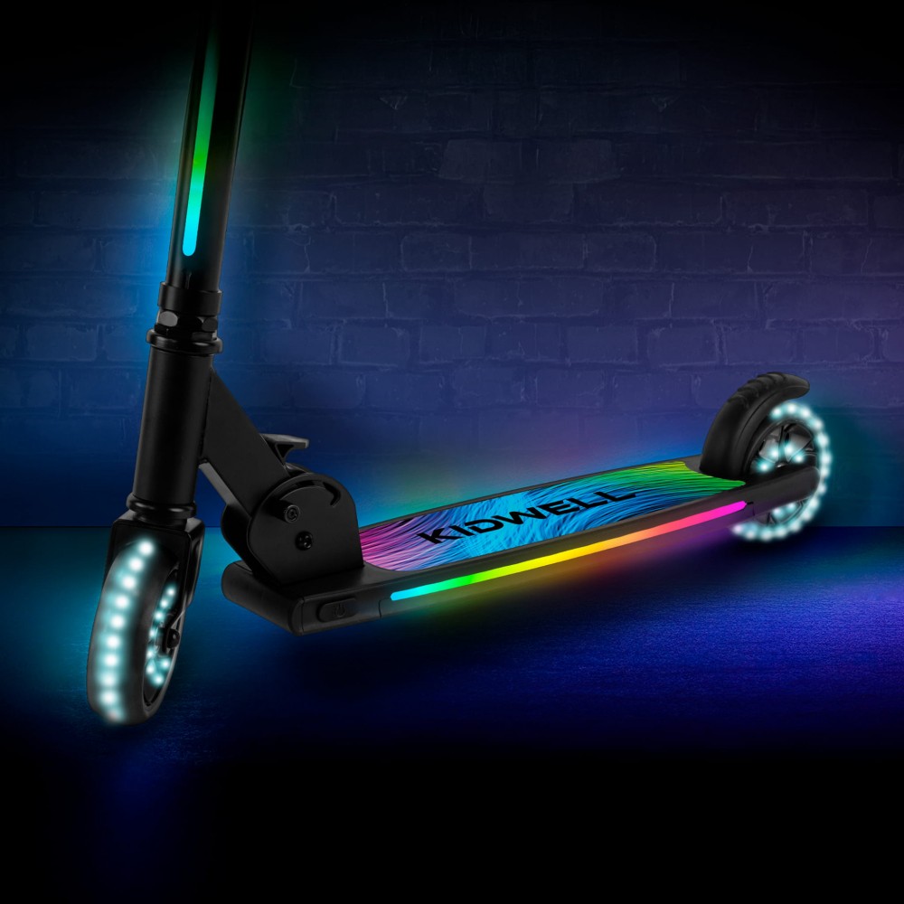 Trotineta cu 2 roti pentru copii, 3in1, pliabila, reglabila, cu iluminare LED încorporată, MIDO Black, 5 ani+, pana la 100 kg, Kidwell [4]