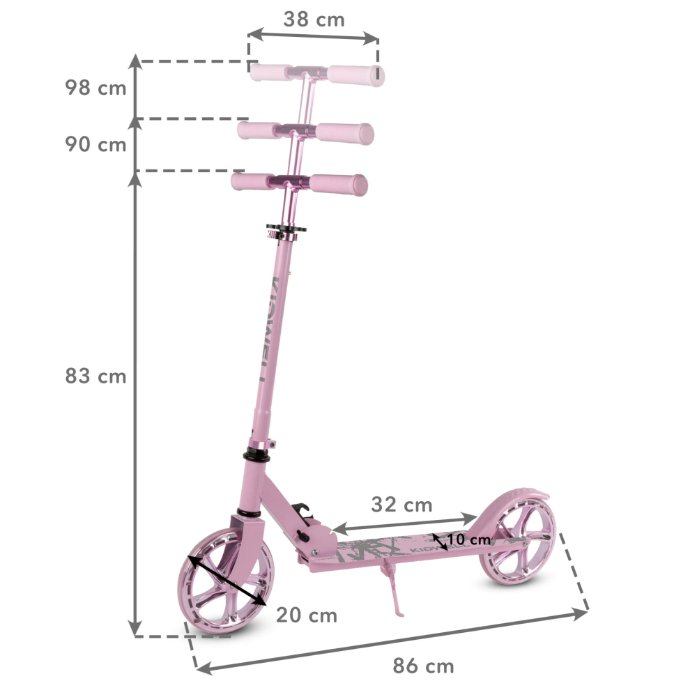 Trotinetă pliabilă Kidwell BLAST Light Pink, roți mari 200 mm, rulmenți ABEC-7, ultra ușoară 3.8 kg, 100 kg, 8+ ani [9]
