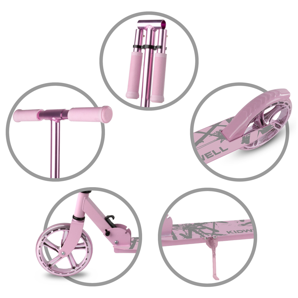 Trotinetă pliabilă Kidwell BLAST Light Pink, roți mari 200 mm, rulmenți ABEC-7, ultra ușoară 3.8 kg, 100 kg, 8+ ani [8]