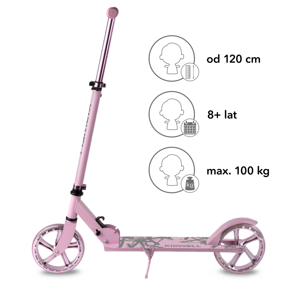 Trotinetă pliabilă Kidwell BLAST Light Pink, roți mari 200 mm, rulmenți ABEC-7, ultra ușoară 3.8 kg, 100 kg, 8+ ani [7]