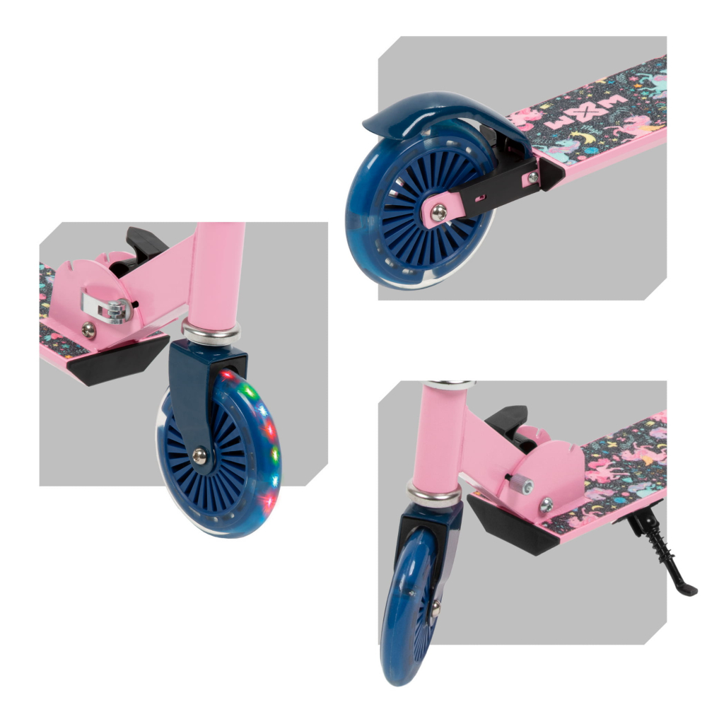 Trotineta pliabila, WXM, SKIPO Unicorn, aluminiu, roti LED 120mm, pana la 50 kg, multicolor [7]