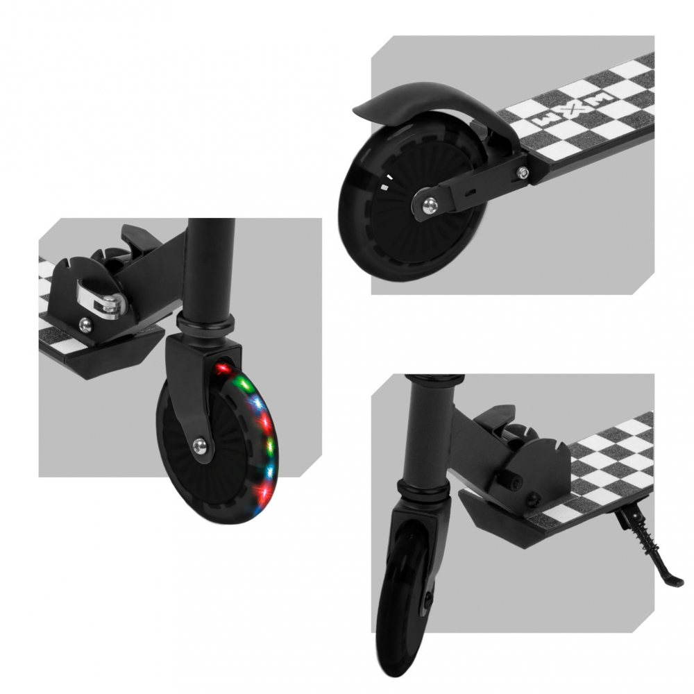 Trotineta pliabila, WXM, SKIPO Chess, aluminiu, roti LED 120mm, pana la 50 kg, white black [8]