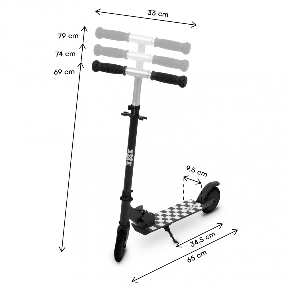 Trotineta pliabila, WXM, SKIPO Chess, aluminiu, roti LED 120mm, pana la 50 kg, white black [10]