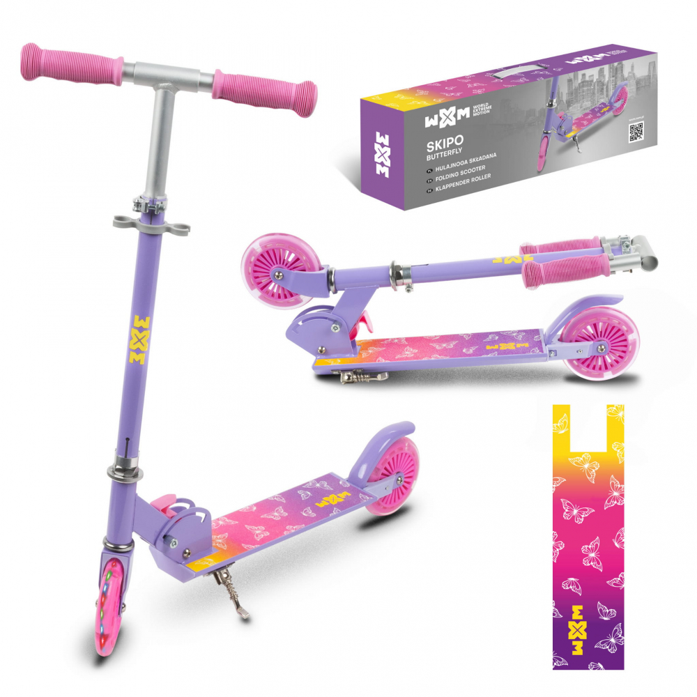 Trotineta pliabila, WXM, SKIPO Butterfly, aluminiu, roti LED 120mm, pana la 50 kg, multicolor [1]