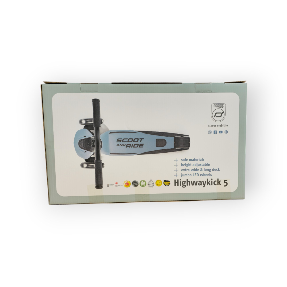 Trotinetă Premium Copii Scoot & Ride Highwaykick 5 LED Steel – Reglabilă, Roți Luminoase, 5 Ani+, până la 80 kg [7]