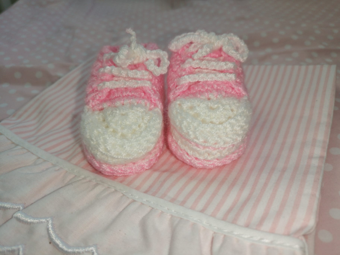 Botosei Fetite Roz Crosetati Handmade, bambus, 0-3 luni [3]