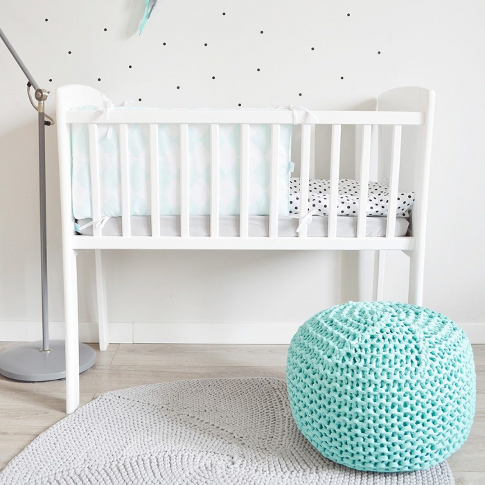 Patut mic, co-sleeping din lemn, Alb cu Saltea Cocos Spuma Cocos 90 x 40 x 7 cm [2]