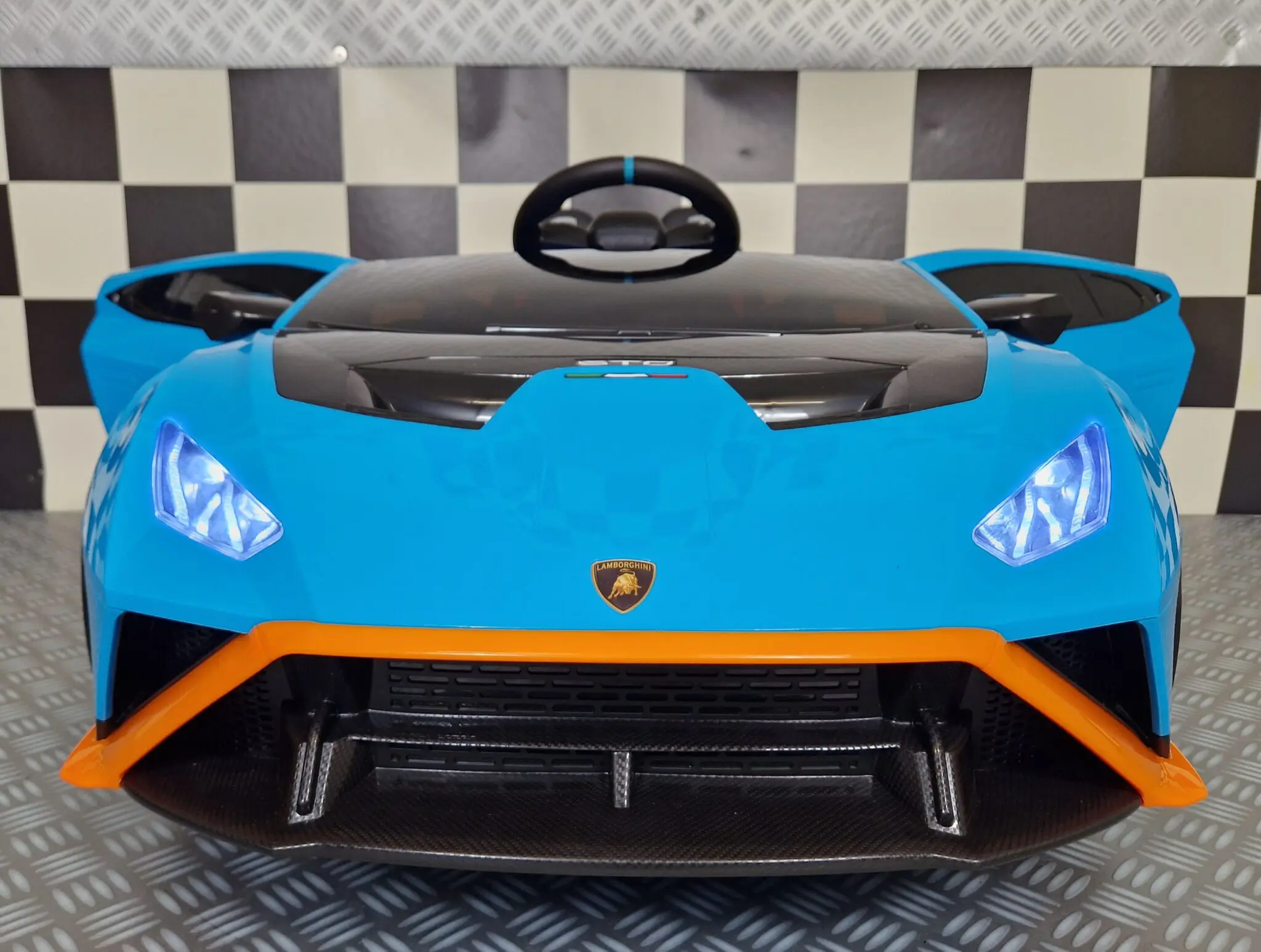 Mașinuță Electrică Copii Lamborghini Huracan STO 12V, Funcție Drift, Telecomandă 2.4G, Bluetooth, USB, Șa Piele, 3-5 ani [8]