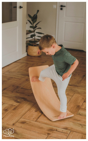 Balance board - Placa de echilibru din lemn natur pentru copii, MeowBaby® [13]