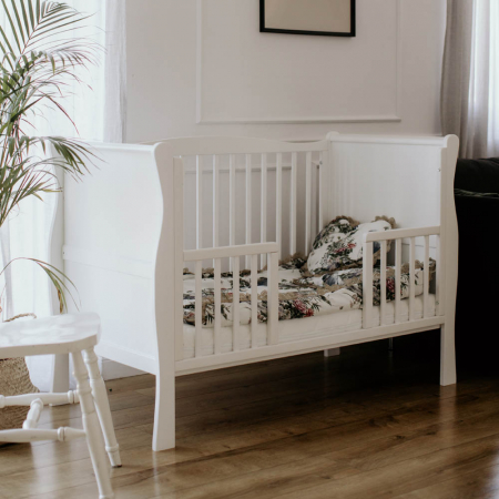 Patut din lemn pentru bebe, inaltime saltea reglabila, Noble Alb 120x60 cm [18]