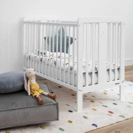 Patut din lemn pentru bebe, inaltime saltea reglabila, Star Baby Alb 120x60 cm [6]