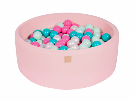 Piscina uscata cu 250 de bile (Alb perlat, Turcoaz, Roz pastel, Mint) MeowBaby®, Unicorn, 90x40 cm, Roz deschis [1]