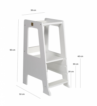 Turn de invatare ajustabil, Learning Tower, Ajutor de bucatarie MeowBaby® Premium, Alb [2]
