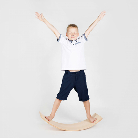 Balance board - Placa de echilibru din lemn natur pentru copii, MeowBaby® [23]