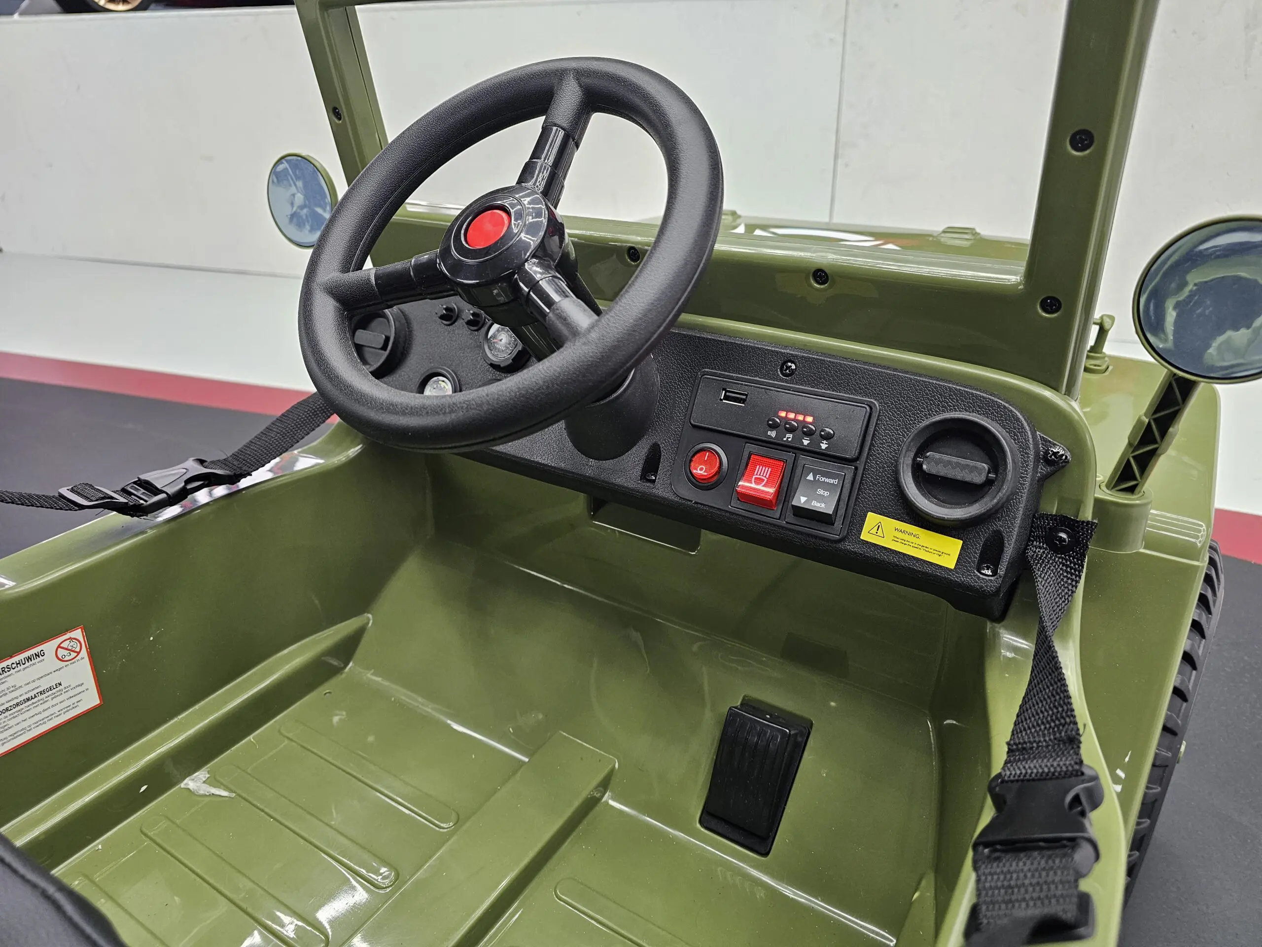 Jeep Electric pentru Copii Willy 12V Verde Militar, Design Retro – Telecomandă 2.4G, 4 Motoare | 3-5 Ani [12]