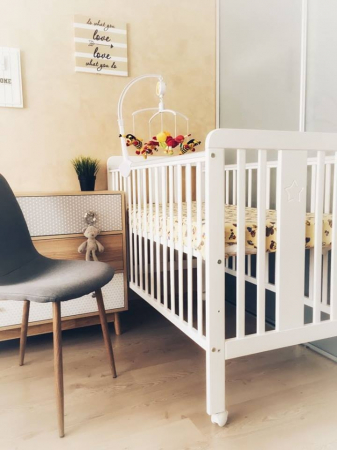 Patut din lemn pentru bebe, inaltime saltea reglabila, Star Baby Alb 120x60 cm [22]